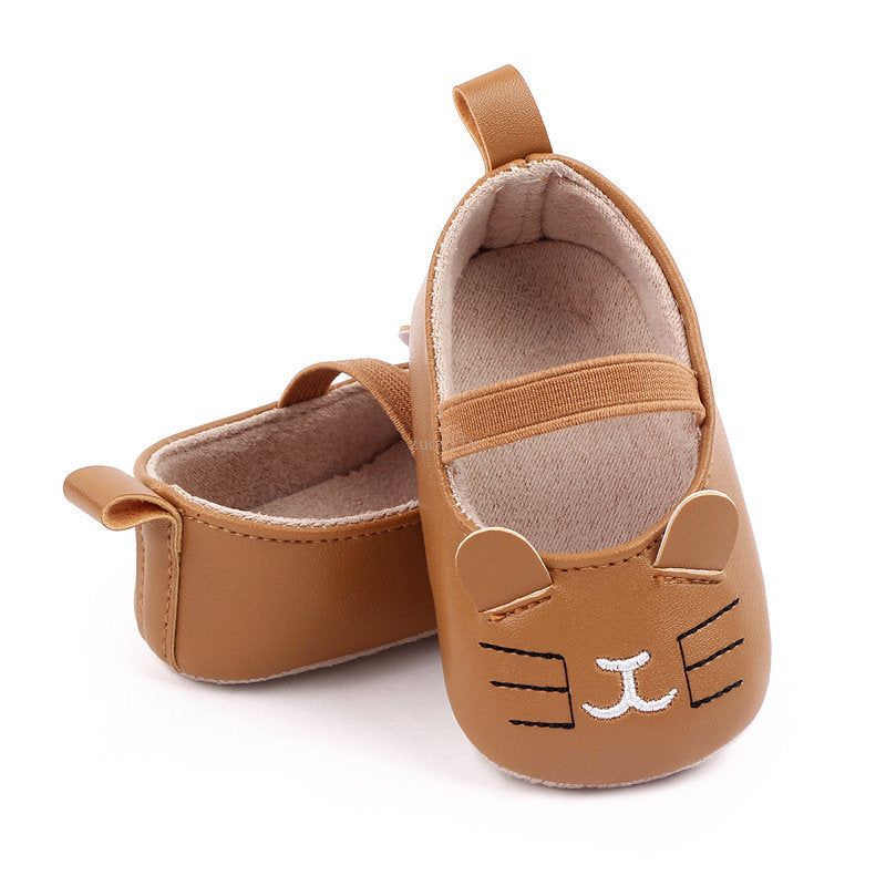 Soepele loafers met kattenprint voor babymeisjes