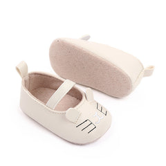Soepele loafers met kattenprint voor babymeisjes, Beige