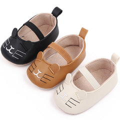Soepele loafers met kattenprint voor babymeisjes, Zwart