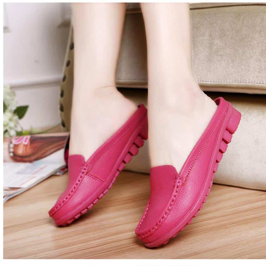 Soepele loafer mules in synthetisch leer