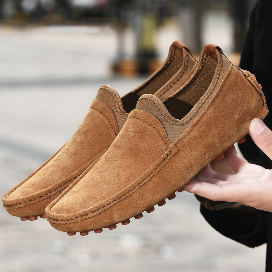 Soepele antislip suède loafers voor heren