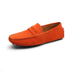 Soepele suède loafers voor heren, Oranje