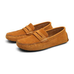 Soepele suède loafers voor heren, Geel