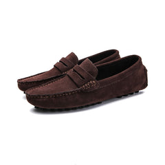 Soepele suède loafers voor heren, Donkerbruin