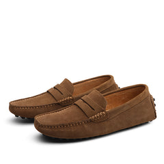 Soepele suède loafers voor heren, Bruin
