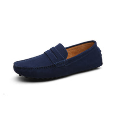 Soepele suède loafers voor heren, Marineblauw