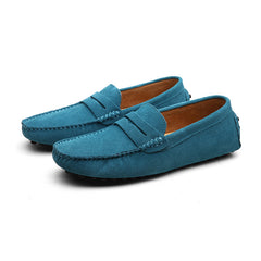 Soepele suède loafers voor heren, Turkoois