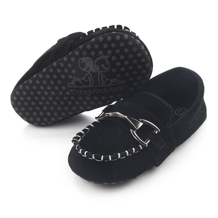 Mocassins in suède-effect met zilveren bit voor babyjongen