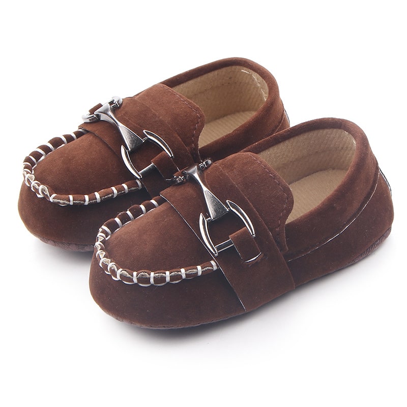 Mocassins in suède-effect met zilveren bit voor babyjongen