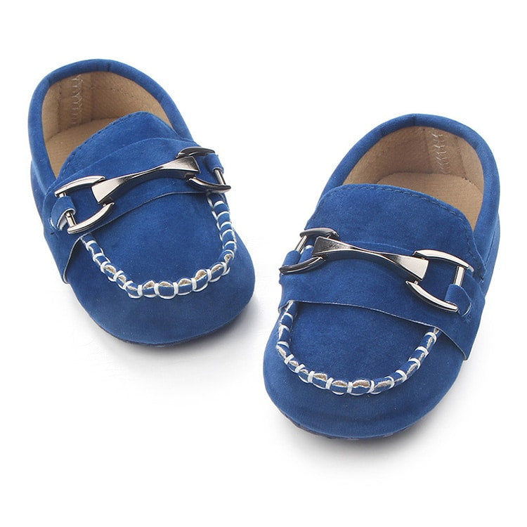 Mocassins in suède-effect met zilveren bit voor babyjongen
