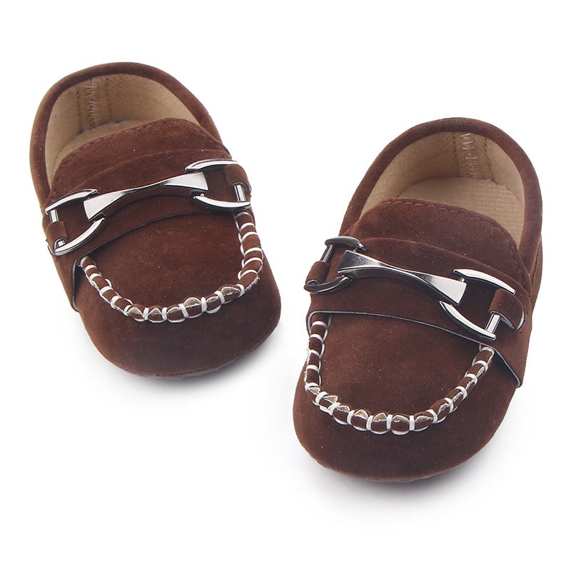 Mocassins in suède-effect met zilveren bit voor babyjongen