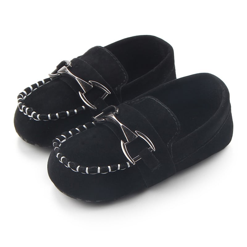 Mocassins in suède-effect met zilveren bit voor babyjongen