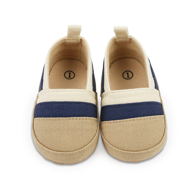 Zomermocassins van canvas met kleurstrepen voor babyjongen