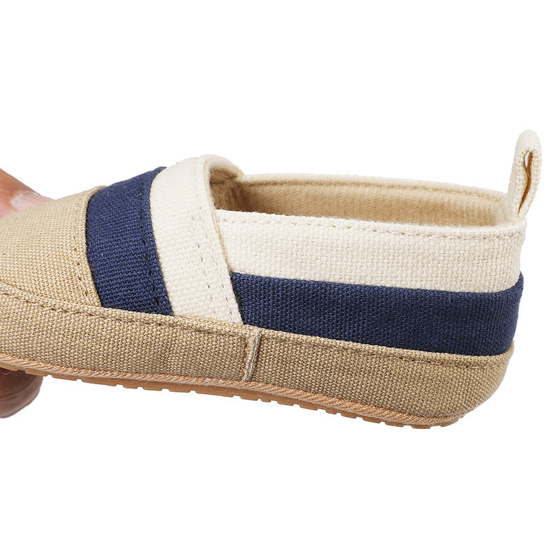 Zomermocassins van canvas met kleurstrepen voor babyjongen