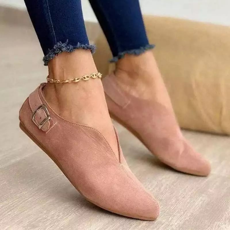 mocassin in roze suède voor dames
