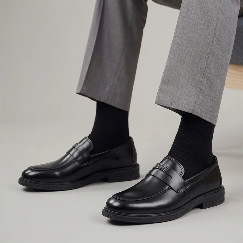 Zwarte herenloafers business-stijl met dikke zool - afbeelding 1