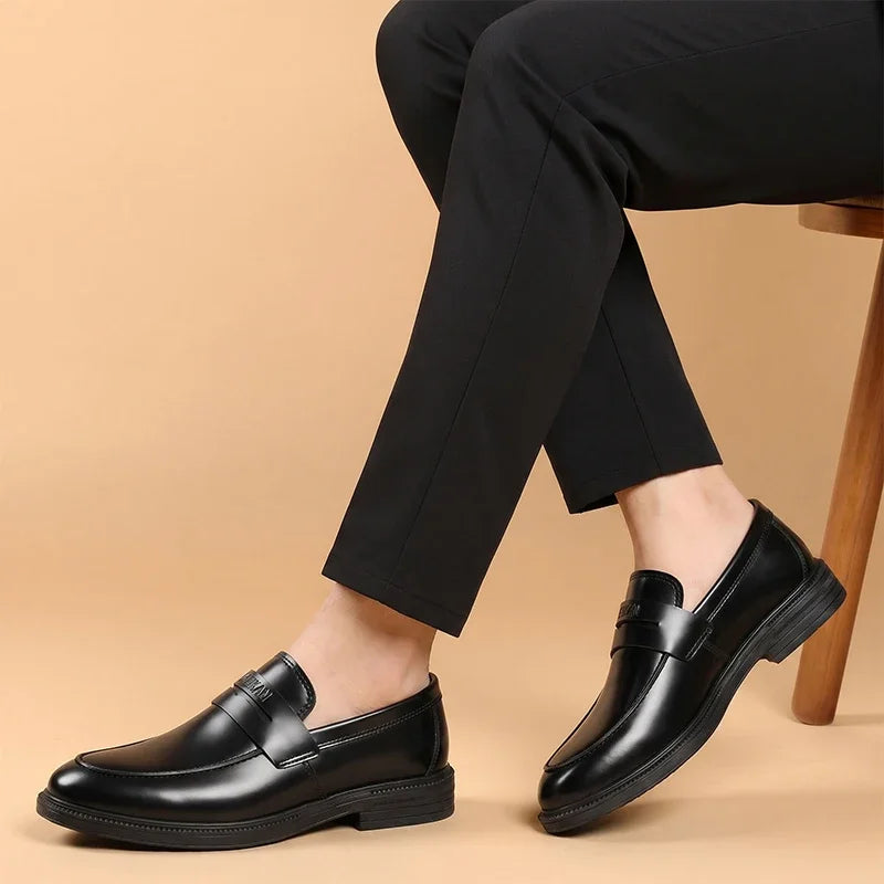 Zwarte herenloafers business-stijl met dikke zool - afbeelding 2