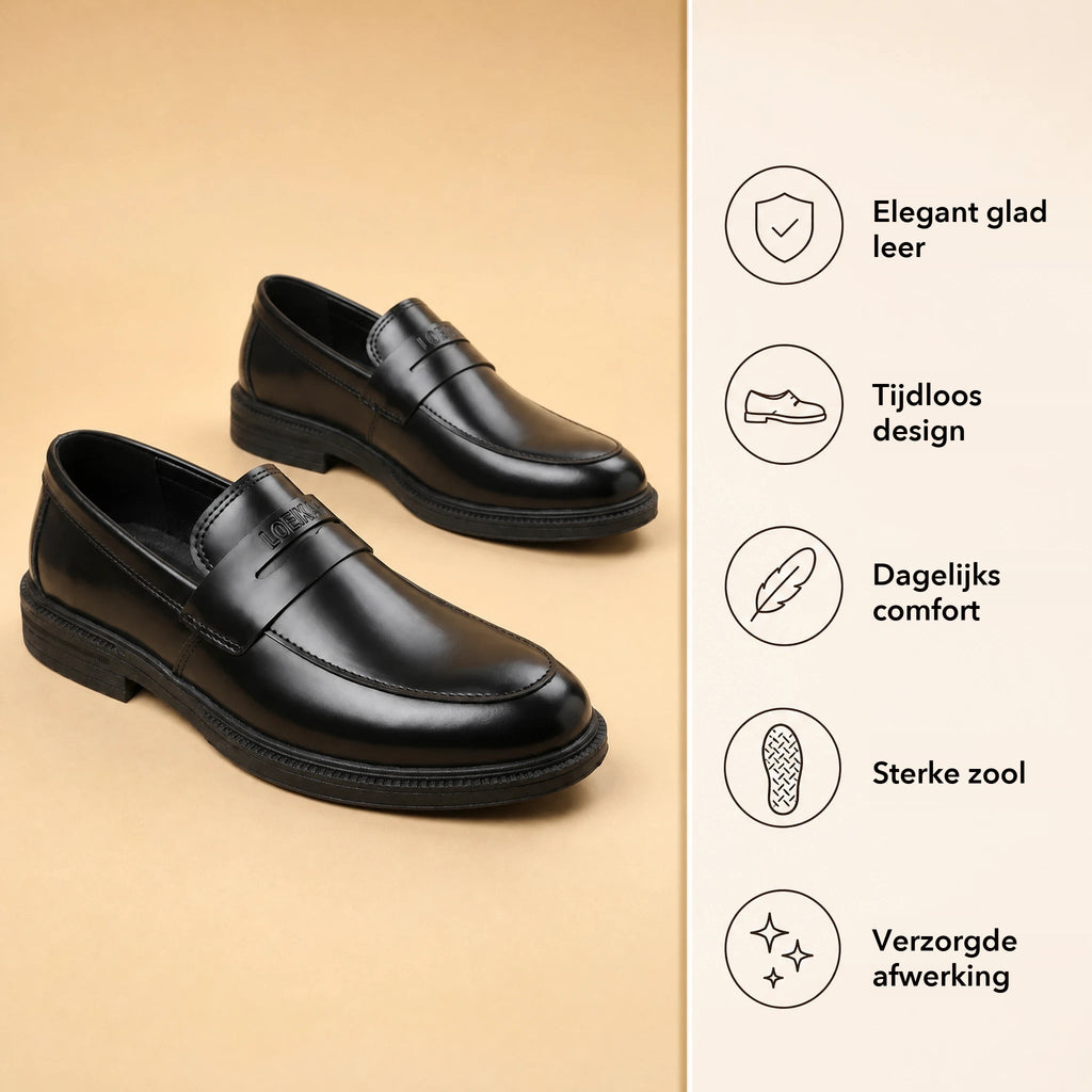 Zwarte herenloafers business-stijl met dikke zool - afbeelding 4