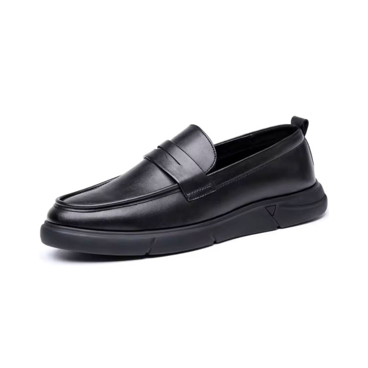 Zwarte heren plateau mocassin, bovenaanzicht