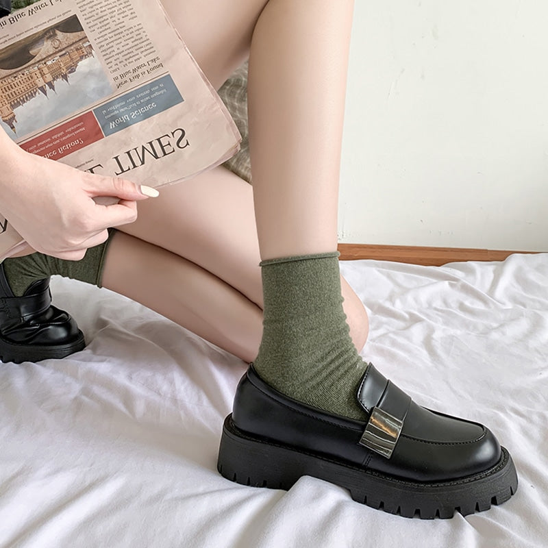 Zwarte loafers met plateau in Britse stijl voor dames