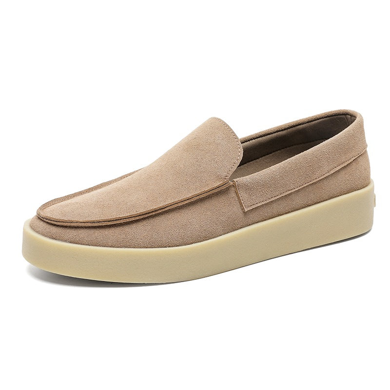 Zwarte suède loafer met dikke zool in taupe, zool