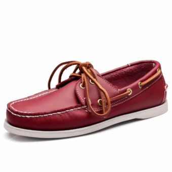 Leren bootmocassins met veters voor heren