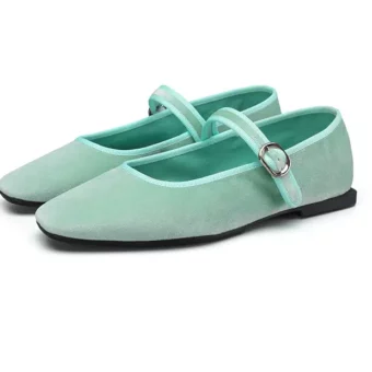 Mary Jane ballerina's in velours voor dames