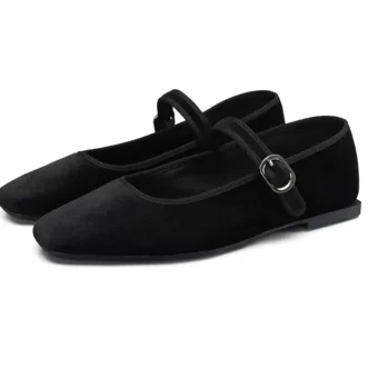 Mary Jane ballerina's in velours voor dames