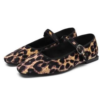 Mary Jane ballerina's in velours voor dames