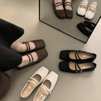 Ballerina's voor dames Mary Jane met twee bandjes