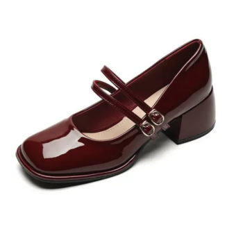 Mary Jane lak ballerina's voor dames met twee bandjes met kleine hak